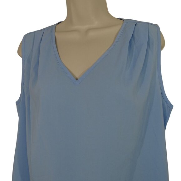 Shein Blue Sleeveless VNeck Tank Top Women Size L 8 10  Contemporary Office Chic - Picture 2 of 8